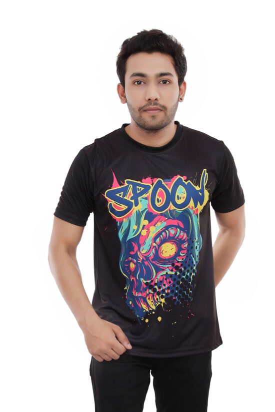 Printed Black Casual Tshirt