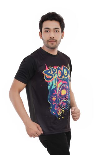 Printed Black Casual Tshirt