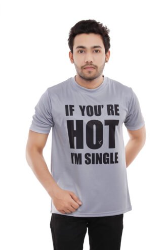 Grey Casual Wear Tshirt With Slogan