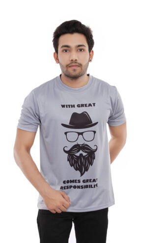 Printed Grey Casual Wear Tshirt