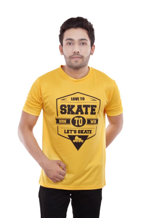 Printed Yellow Casual Wear Tshirt