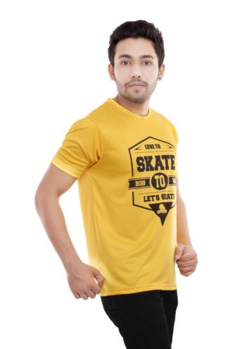 Printed Yellow Casual Wear Tshirt