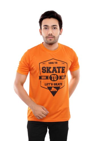 Round Neck Orange Casual Wear Tshirt