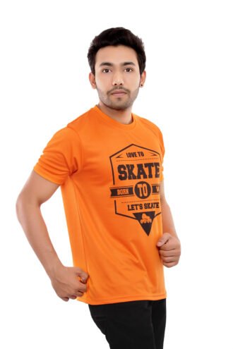 Round Neck Orange Casual Wear Tshirt