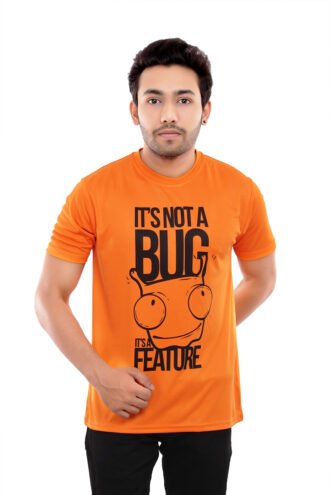 Orange Casual Wear Tshirt Half Sleeve