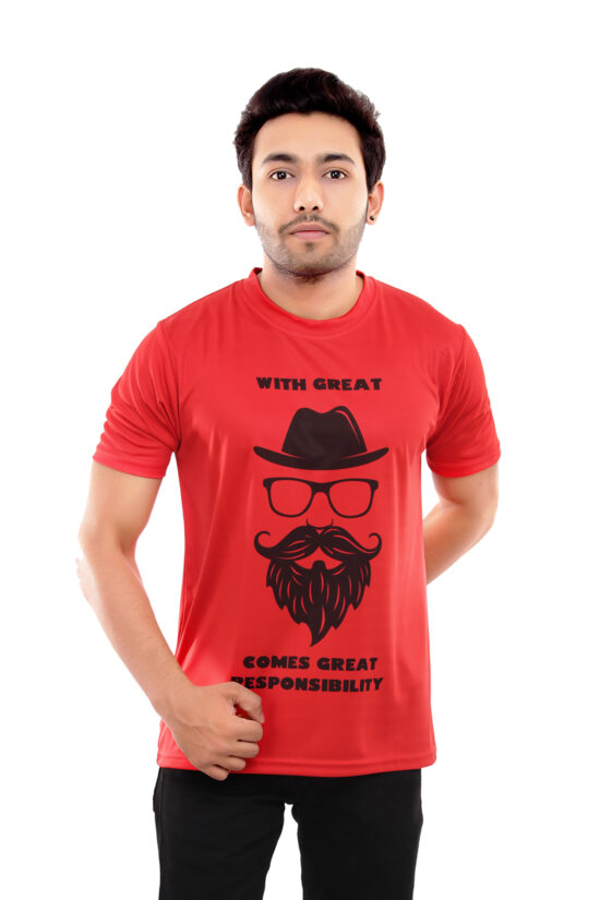 Printed Red Casual Wear Tshirt