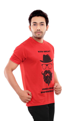 Printed Red Casual Wear Tshirt