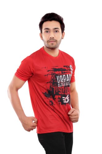 Compressed Red Casual Wear Tshirt