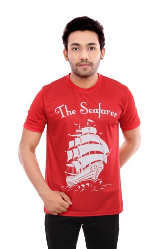 Red Casual Wear Tshirt Round neck