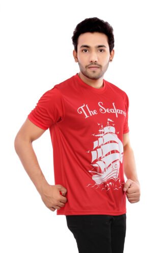 Red Casual Wear Tshirt Round neck