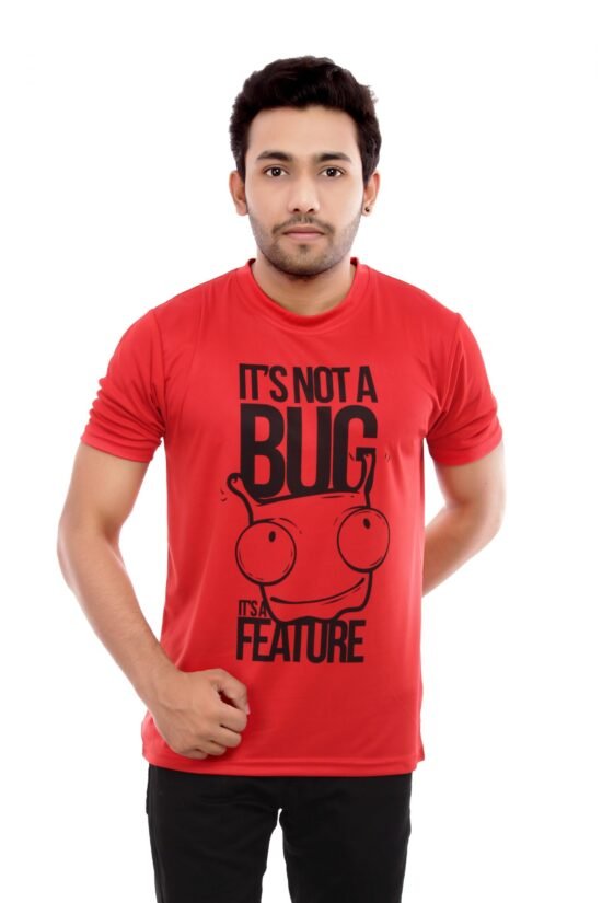 Red Casual Printed Tshirt Half Sleeve