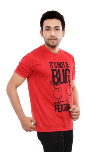 Red Casual Printed Tshirt Half Sleeve