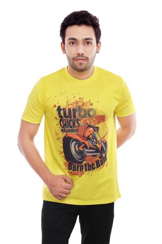 Yellow Casual Wear Printed Tshirt