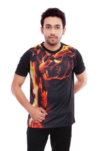 Printed Polyester Black Casual Tshirt