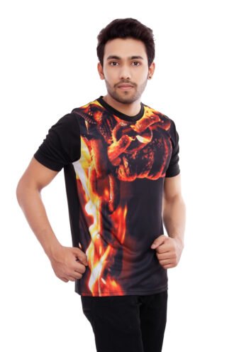 Printed Polyester Black Casual Tshirt