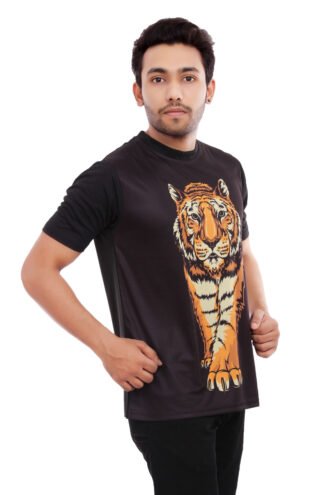 Tiger Design Black Casual Tshirt