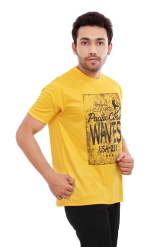 Slogan Design Yellow Casual Tees