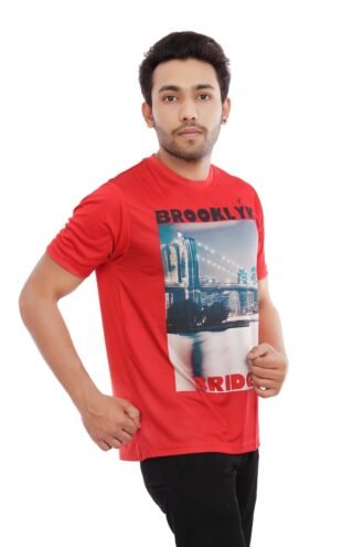 Brooklyn Print Casual Red Tshirt