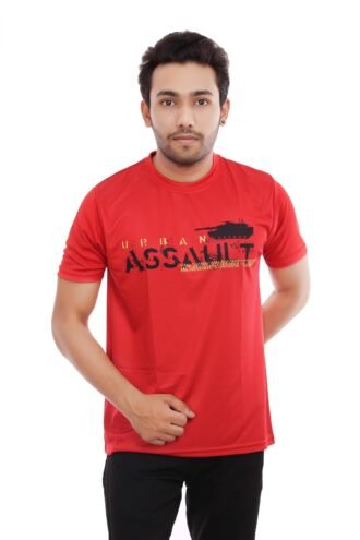 Assault Print Casual Red Tshirt