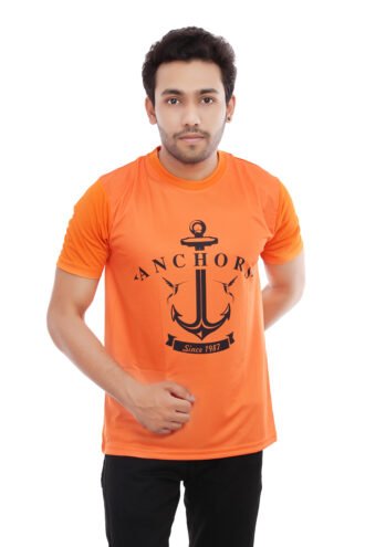 Orange Print Anchor Casual Tshirt for Men