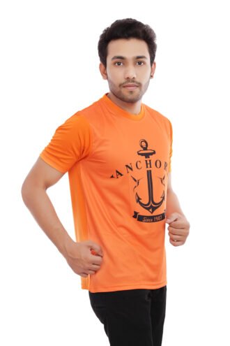 Orange Print Anchor Casual Tshirt for Men