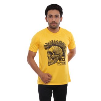 Skull Printed Casual Tshirt Yellow