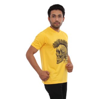 Skull Printed Casual Tshirt Yellow