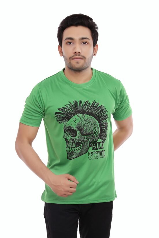 Skull Printed Casual Tshirt Green