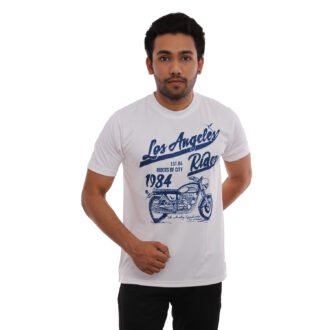 Motor Bike Printed Casual Tshirt White