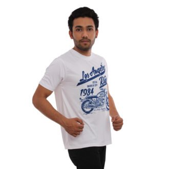 Motor Bike Printed Casual Tshirt White