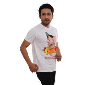 Ganesh Printed Casual Tshirt White