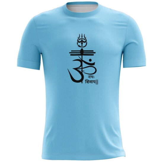 Om Design Printed Casual T-shirt Blue