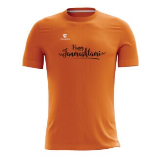 Krishna Printed half Sleeve T-shirt Orange