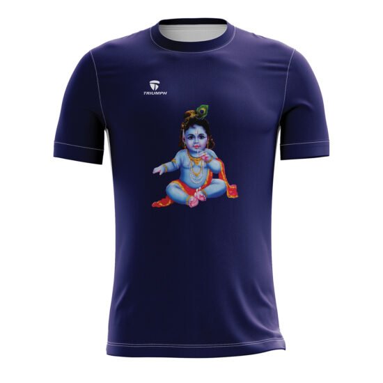 Krishna Printed half Sleeve Blue T-shirt