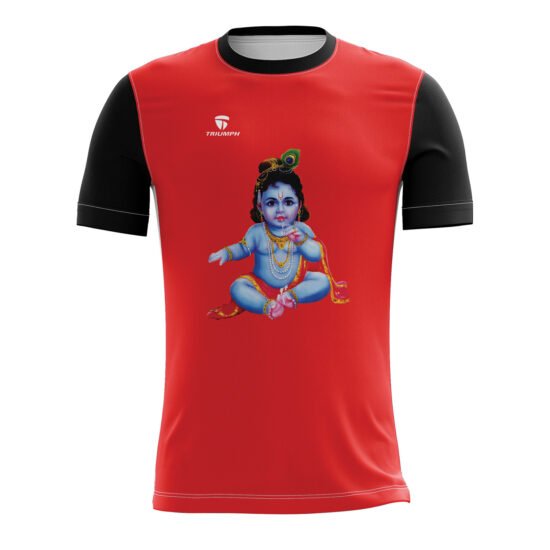 Krishna Printed half Sleeve Red T-shirt