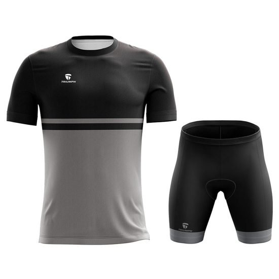 Round Neck Cycling T-shirt for Men and Padded Bicycle Shorts